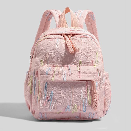 Backpack – Stylish and practical lightweight backpack – With two zippered compartments and adjustable shoulder strap – Fashionable design for girls, children and adults – Pink - Image 1