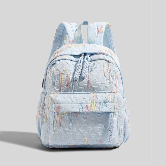 Backpack – Stylish and practical lightweight backpack – With two zippered compartments and adjustable shoulder strap – Fashionable design for girls, children and adults – Blue - Image 1