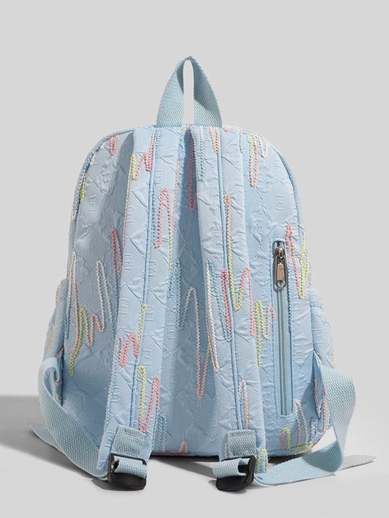 Backpack – Stylish and practical lightweight backpack – With two zippered compartments and adjustable shoulder strap – Fashionable design for girls, children and adults – Blue - Image 5