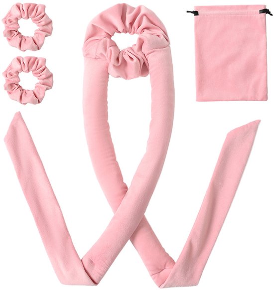 3-Piece Hair Rollers - Curling Iron for Women - Includes Storage Bag - Creates Long-Lasting Curls Without Heat (Pink) - Image 1