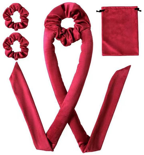 3-Piece Hair Rollers - Curling Iron for Women - Includes Storage Bag - Creates Long-Lasting Curls Without Heat (Red) - Image 1