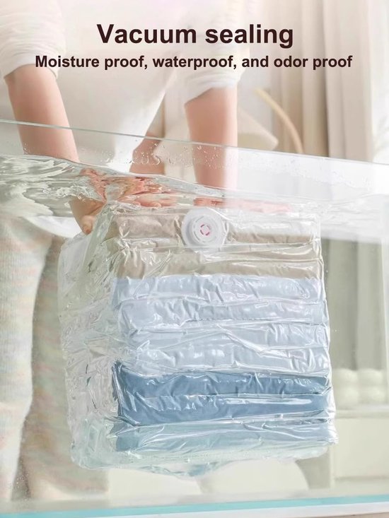 4-Piece Clothing Storage Bags - Compression Bags - Vacuum Bags for Sealing Blankets - Suitable for Travel Clothes - Reusable - Space-Saving - With Manual Press or Air Pump - Suitable for Clothes, Pillows, Duvets and Bed Linen - Image 3