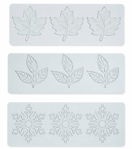 Baking Molds (3-Piece Set) - Silicone Baking Molds - Maple Leaf, Clover, and Snowflake Patterns - Suitable for baking chocolate, candy, and cupcakes, this is a handy tool for creating fun homemade desserts - Image 1