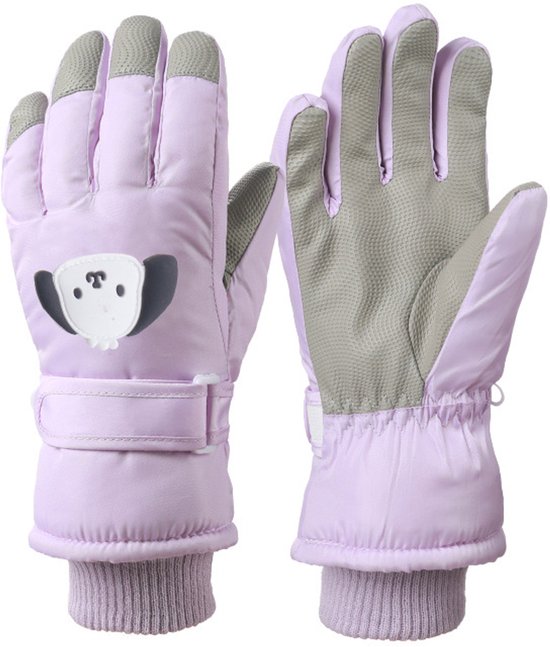 Gloves - Children's Gloves - Children's Ski Gloves - Touchscreen Gloves - Windproof - Warm - Suitable for children from 8 to 14 years in winter - Purple - Image 1