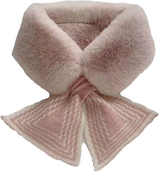 Women's Scarf - Women's Winter Scarf - Thick - Warm - Short Scarves - Plush Cross Scarves - Neck Scarves - Ultra Soft - 75x10 cm - Pink - Image 1