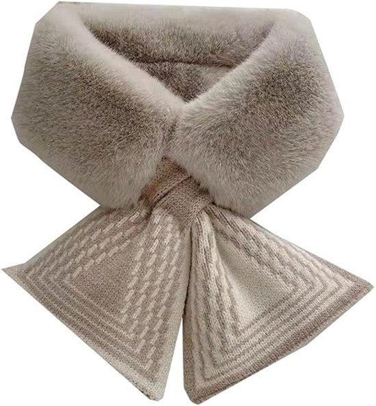 Women's Scarf - Women's Winter Scarf - Thick - Warm - Short Scarves - Plush Cross Scarves - Neck Scarves - Ultra Soft - 75x10 cm - Milk Tea Color - Image 1