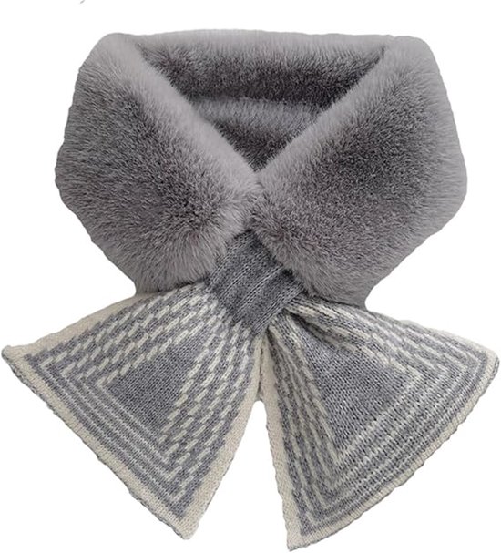 Women's Scarf - Women's Winter Scarf - Thick - Warm - Short Scarves - Plush Cross Scarves - Neck Scarves - Ultra Soft - 75x10 cm - Gray - Image 1