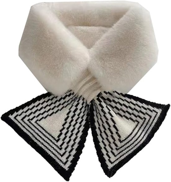 Women's Scarf - Women's Winter Scarf - Thick - Warm - Short Scarves - Plush Cross Scarves - Neck Scarves - Ultra Soft - 75x10 cm - White - Image 1
