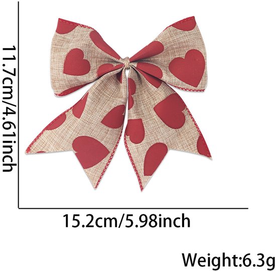 Valentine's Day Decorations - Heart Print Bows - Set of 3 - Wedding Gift Accessories - Handmade Linen Heart Bows - Image 7