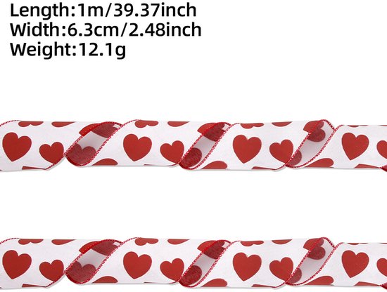 Valentine's Day Ribbons - 3 Rolls - Handmade Ribbons - Heart Pattern - Natural Texture - Suitable for wrapping flowers and party decorations （1m） - Image 7