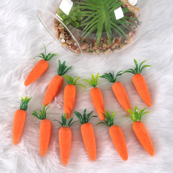 Easter Decorations - Realistic Carrot Figures - Pack of 12 - Mini Foam Carrots 7cm - Party Decorations - Image 1