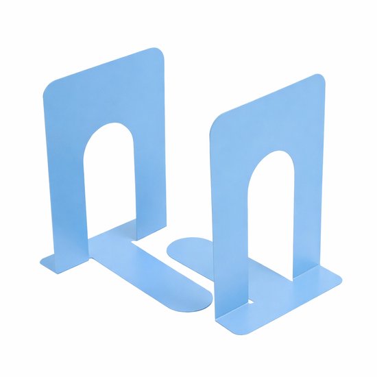 Bookends - Metal - Iron Bookshelves - To be used for supporting books and organizing your desk - 2 Pieces - 13 × 15 × 16.5 cm - Blue - Image 1