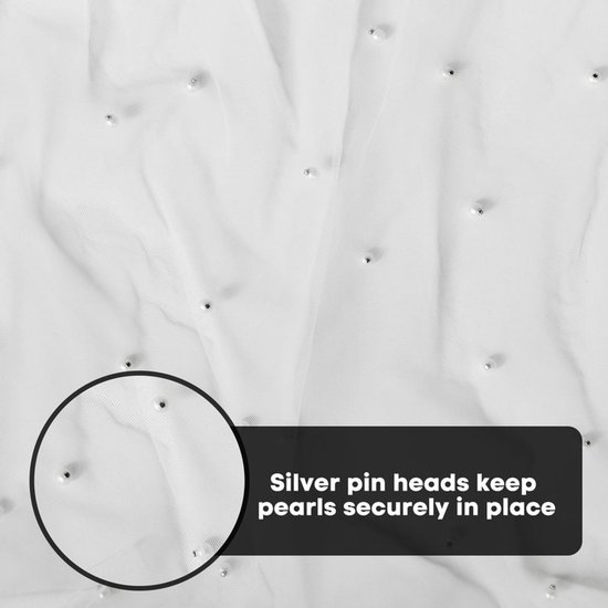 White Table Veil with White Pearls - Silky Gauze 30x120 Inches - For Weddings, Parties & Table Decorations - Image 5