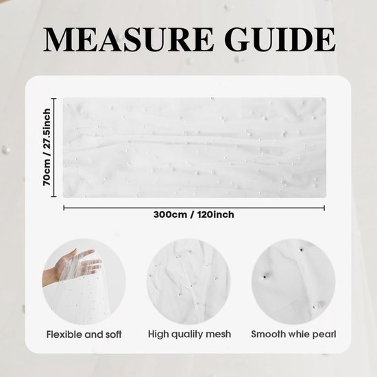 White Table Veil with White Pearls - Silky Gauze 30x120 Inches - For Weddings, Parties & Table Decorations - Image 7