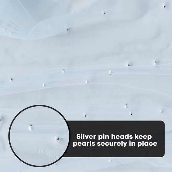 Light Blue Table Veil with White Pearls - Silky Gauze 30x120 Inches - For Weddings, Parties & Table Decorations - Image 5