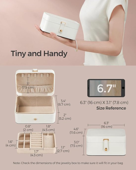 Travel Jewelry Case - 2 Layers with Velvet & Detachable Compartments - For Necklaces, Earrings & Bracelets - Pink - Image 2