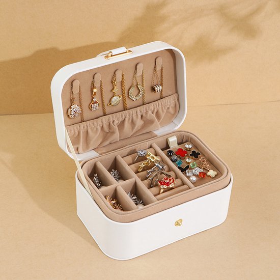 Travel Jewelry Case - 2 Layers with Velvet & Detachable Compartments - For Necklaces, Earrings & Bracelets - Pink - Image 4