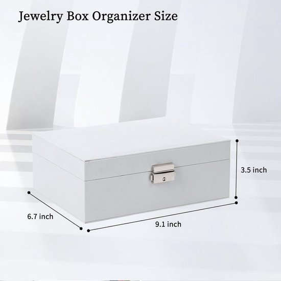 2-Tier Jewelry Box - With Removable Drawer & Lock - Large Storage Capacity for All Jewelry - White - Image 2