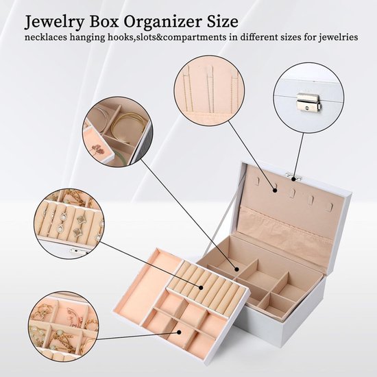 2-Tier Jewelry Box - With Removable Drawer & Lock - Large Storage Capacity for All Jewelry - Black - Image 3