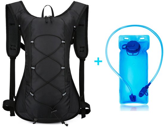 Backpack with 2L Water Bag - Running Vest - Adjustable Lightweight Cycling Backpack - Suitable for Hiking and Cycling（Black） - Image 1