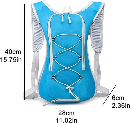 Backpack with 2L Water Bag - Running Vest - Adjustable Lightweight Cycling Backpack - Suitable for Hiking and Cycling（Blue） - Image 6