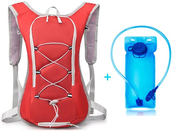 Backpack with 2L Water Bag - Running Vest - Adjustable Lightweight Cycling Backpack - Suitable for Hiking and Cycling（Red） - Image 1