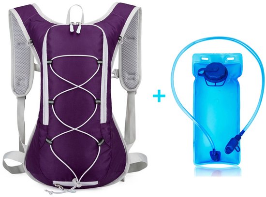Backpack with 2L Water Bag - Running Vest - Adjustable Lightweight Cycling Backpack - Suitable for Hiking and Cycling（Purple） - Image 1