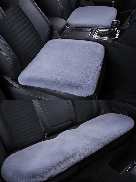 Plush Car Seat Cover - Soft, Warm and Fluffy Faux Rabbit Fur Seat Covers - Front & Back Seat Protectors - Non-Slip Mat - Universal (Pink, 3-Pack) - Image 5