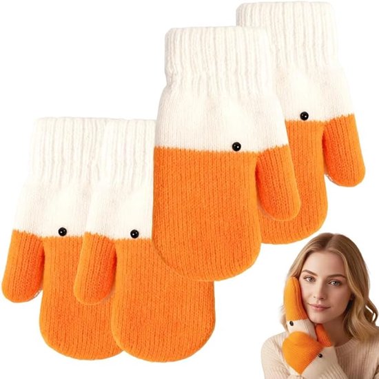 2 pairs of warm gloves - knitted gloves - with cute animal prints - with warm and soft lining - The perfect winter gift for women or children. - Image 1
