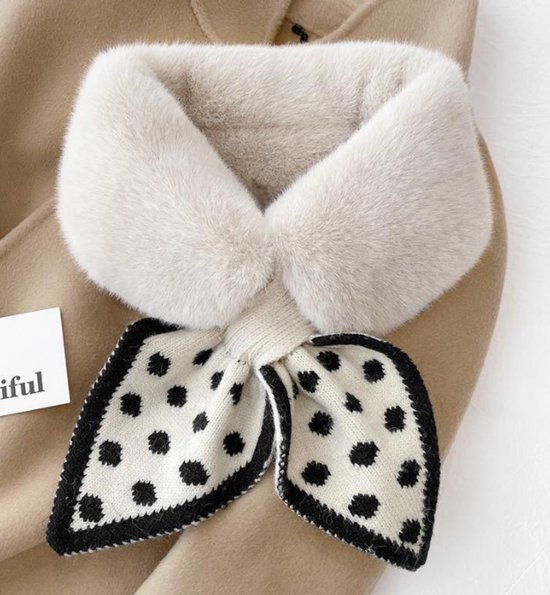 Warm scarf for autumn and winter - Soft and comfortable women's scarf with dotted pattern - Fashionable and versatile winter scarf for everyday use（White） - Image 1