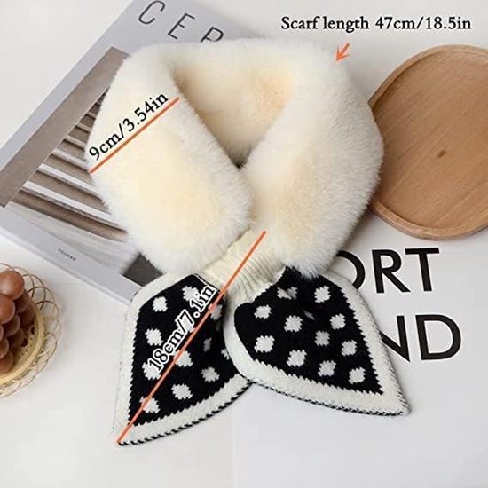 Warm scarf for autumn and winter - Soft and comfortable women's scarf with dotted pattern - Fashionable and versatile winter scarf for everyday use（White） - Image 3