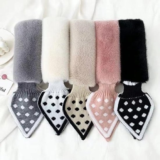 Warm scarf for autumn and winter - Soft and comfortable women's scarf with dotted pattern - Fashionable and versatile winter scarf for everyday use（White） - Image 5