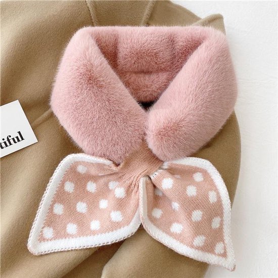 Warm scarf for autumn and winter - Soft and comfortable women's scarf with dotted pattern - Fashionable and versatile winter scarf for everyday use（Pink） - Image 1