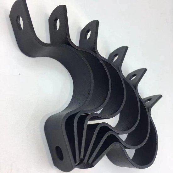 Black U-Clamp - Metal Pipe Clamp - Double Hole Pipe Clamp DIY - U-Shaped Bracket (6 Pcs) (1/2 Inch) - Image 1