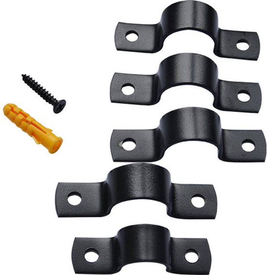 Black U-Clamp - Metal Pipe Clamp - Double Hole Pipe Clamp DIY - U-Shaped Bracket (6 Pcs) (1/2 Inch) - Image 3
