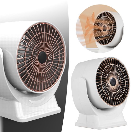 Portable camping heater - Energy efficient - Fast hot air heating for home - Office - Home - Small table heater - White - Image 1