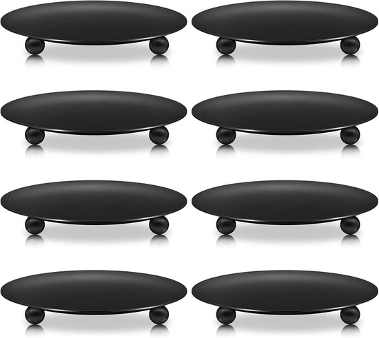 Candle Holders - Metal Pillar Candle Holders - 4.5 Inches - For Pillar Candles - Weddings - Dinner Party Decorations (Black, Pack of 8) - Image 1