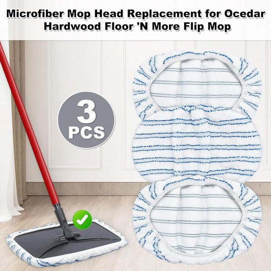 Mop Pads - 3-pack mop refills - 15 x 8 inch flat dust mop head pads - Image 3