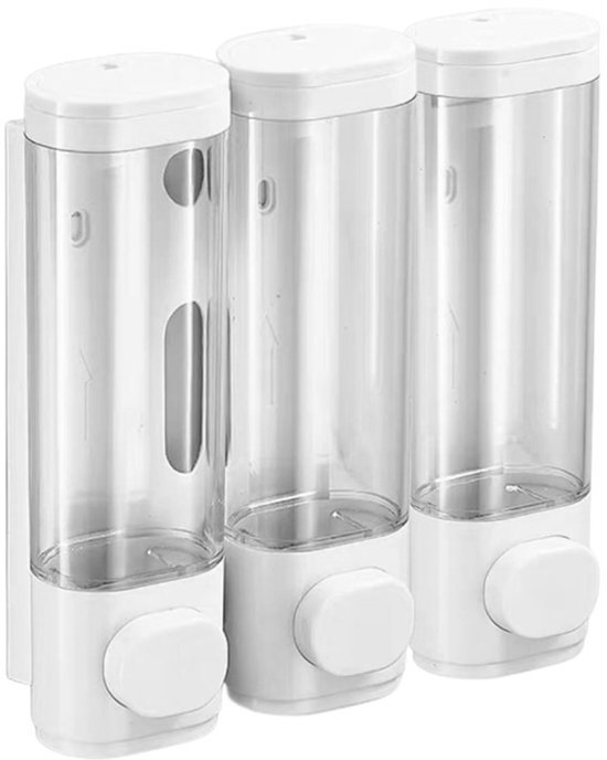 3 Wall-Mounted Soap Dispensers No Drilling Required - Drip-Proof for Gel, Shampoo, and Lotion - White - Image 1