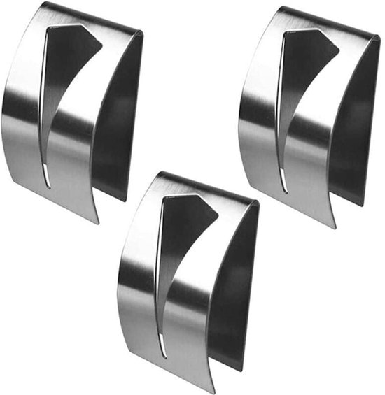 Self-adhesive towel holder - Stainless steel dishcloth holder - Metal wall-mounted dishcloth holder - Silver towel hook - Dishcloth hook 3-pack - Image 1