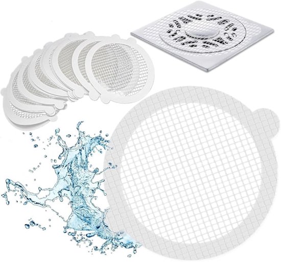 30-pack hair traps - Mesh filter - Strong self-adhesive drain hair trap - Suitable for bathrooms, bathtubs and balconies - Anti-clogging (round) - Image 1