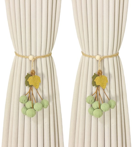 Curtain Ties - Hanging Ball Ties - Ball Tie Cords - Simple Hooks - Creative Curtain Buckle Decorations - Complete Set - 2 Pieces - Image 1