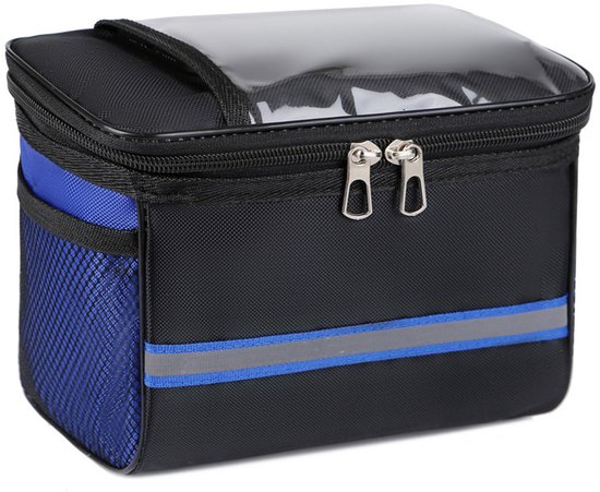 Bicycle handlebar bag - Removable bicycle handlebar bag with smartphone holder - Insulated - Phone bicycle bag - Waterproof - Blue - Image 1
