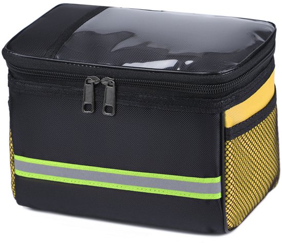 Bicycle handlebar bag - Removable bicycle handlebar bag with phone holder - Insulated - Phone bicycle bag - Waterproof - Yellow - Image 1