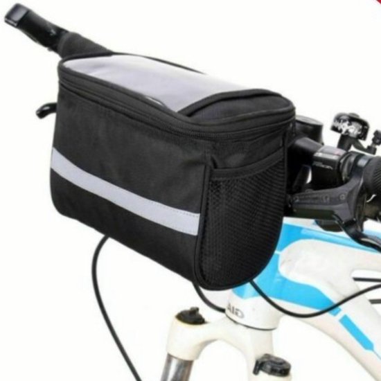 Bicycle handlebar bag - Removable bicycle handlebar bag with phone holder - Insulated - Phone bicycle bag - Waterproof - Yellow - Image 3
