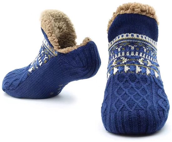 Floor socks - Warm autumn/winter socks - Warm home socks - Postpartum socks - Snow socks - Blanket socks - Slipper socks - Unisex - Non-slip socks - Blue - Sizes 43-45 - Image 1