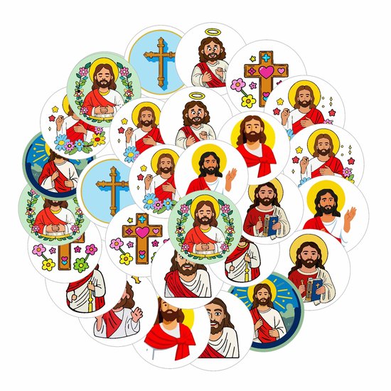 Stickers - Jesus Bible Graffiti Stickers - Seal Stickers - Self-Adhesive Stickers - Decorative Labels - 12 Designs - 10 Sheets - Image 1