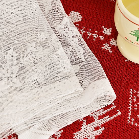 Window Screen - Ice Flower Christmas Tree Window Screen - Wire Mesh - European and American - Christmas - Curtain - Net Curtain 2-piece set (150*100cm) - Image 4