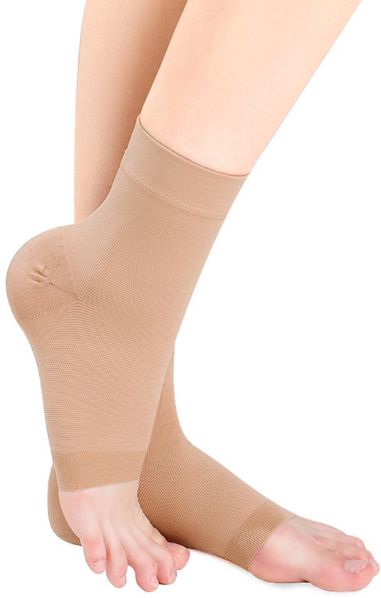 Stretch ankle compression stockings - Ankle compression stockings - Sports ankle support - Stretch compression stockings - Plantar fascia support - beige size S - Image 2
