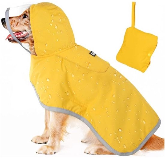 Dog Raincoat - Adjustable - Transparent Hood - Double Layer Dog Raincoat - Reflective Stripes - Storage Compartment - Dog Poncho - Size Small - Image 1